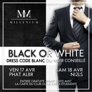 SOIRÉE BLACK OR WHITE MILLENIUM LISIEUX MEILLEURE BOITE DE NUIT DE NORMANDIE FORMAT CARRÉ