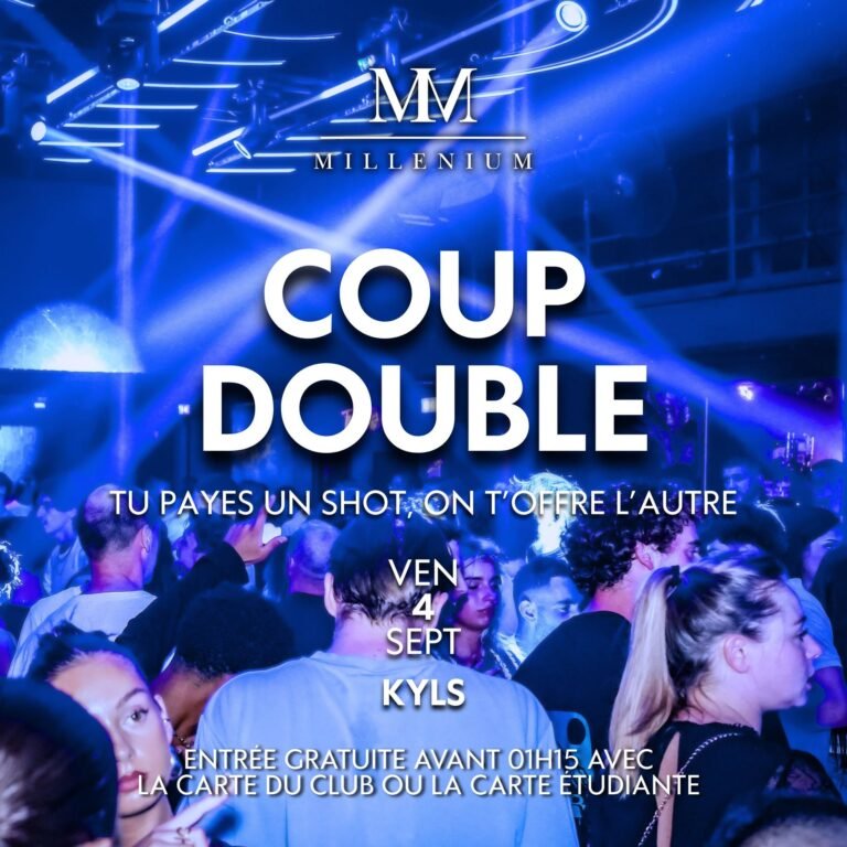 Soirée Coup Double 4 septembre - MilléniuM Lisieux, shot offert boite de nuit Normandie